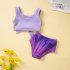 2pcs Girls Sleeveless Split Swimsuit Cute Round Neck Swimwear Breathable Swimming Briefs For Kids Aged 1 6 225003 purple 4 5Y 5T