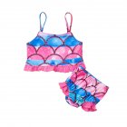 2pcs Girls Split Swimsuit Set Cute Sleeveless Tank Tops Shorts Quick Drying Swimwear For Kids Aged 1-6 225004 1-2Y 2T
