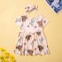 2pcs Girls Summer Short Sleeve Dress With Headband Sweet Cartoon Printing Cotton Dress For Kids Aged 1 5 223041 3 4Y 110cm