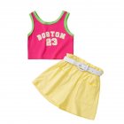 2pcs Girls Summer Suit Fashion Letter Printing Sleeveless Tops Shorts Set For 1-6 Years Old Kids 221093 1-2Y 90cm