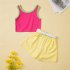 2pcs Girls Summer Suit Fashion Letter Printing Sleeveless Tops Shorts Set For 1 6 Years Old Kids 221093 5 6Y 130cm