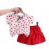2pcs Girls Summer Suit Short Sleeves Single Breasted T shirt Shorts Two piece Set For 1 4 Years Old Kids red 12 18M 80cm