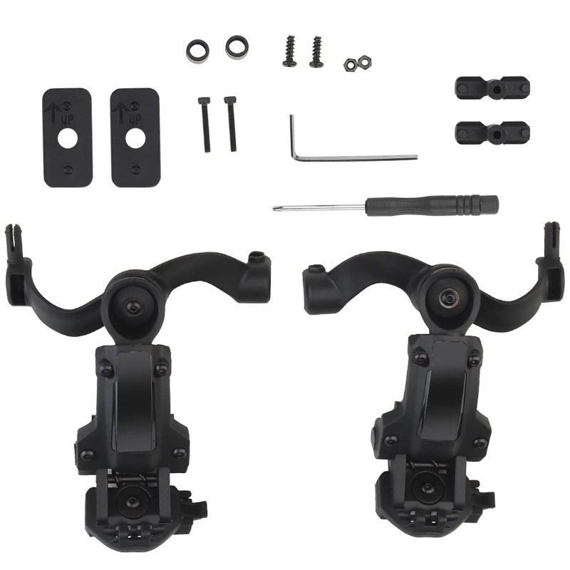 2pcs Headset Rail Adapter 360-degree Rotation Headphone Suspension Bracket Compatible For Ops Core / Team Wendy M-lok black
