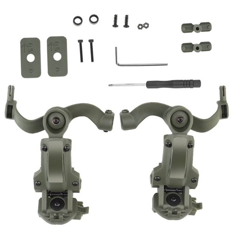 2pcs Headset Rail Adapter 360-degree Rotation Headphone Suspension Bracket Compatible For Ops Core / Team Wendy M-lok green