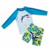 2pcs Kids Boys Shark Pattern Split Swimsuit Quick drying Sun Protection Long Sleeve Swimming Suit shark 3 4Y M