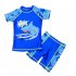 2pcs Kids Boys Split Swimsuit Short Sleeve Crew Neck Shirt With Swimming Trunks Sunscreen Bathing Suits shark shaped 7 8Y 7 8 Size