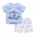 2pcs Kids Cotton Home Wear Suit Summer Short Sleeves Fashion Printing T shirt Shorts Two piece Set blue car 90cm
