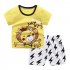 2pcs Kids Cotton Home Wear Suit Summer Short Sleeves Fashion Printing T shirt Shorts Two piece Set blue car 90cm