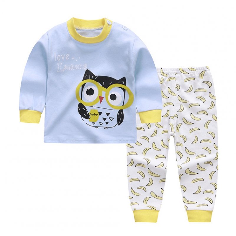 2pcs Kids Girl Boy Long Sleeve Round Collar Tops+Long Trousers Home Wearing Clothes Suits Autumn set of owls_73/50 #