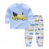 2pcs Kids Girl Boy Long Sleeve Round Collar Tops Long Trousers Home Wearing Clothes Suits Autumn blue lion 90 60   