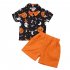 2pcs Kids Halloween Shirt Shorts Suit Lapel Short Sleeves Shirt with Bow Tie Elastic Shorts Set Black 12 18m 80cm