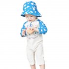 2pcs Kids One-piece Sunscreen Swimwear With Swimming Cap Cute Cartoon Quick-drying Swimsuit For Boys Girls Sapphire Blue Dinosaur 3-4Y 4