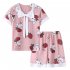 2pcs Kids Pajamas Set Round Neck Short sleeved Top Shorts Princess Girls Summer Homewear D Yi Bowknot Strawberry Rabbit 120 130cm 14