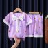 2pcs Kids Pajamas Set Round Neck Short sleeved Top Shorts Princess Girls Summer Homewear D Yi bow   Belle 130 140cm 16
