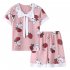 2pcs Kids Pajamas Set Round Neck Short sleeved Top Shorts Princess Girls Summer Homewear D Yi bow   pink meatballs 110 120cm 12