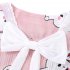 2pcs Kids Pajamas Set Round Neck Short sleeved Top Shorts Princess Girls Summer Homewear D Yi bow   pink meatballs 120 130cm 14