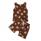 2pcs Kids Summer Casual Cotton Suit Fashion Printing Sleeveless Tank Tops Shorts Two-piece Set For Boys Girls DH1145C 3Y M