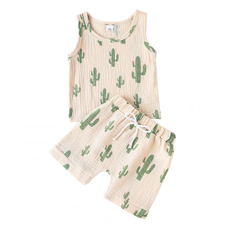 2pcs Kids Summer Casual Cotton Suit Fashion Printing Sleeveless Tank Tops Shorts Two-piece Set For Boys Girls DH1145A 4Y L