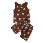 2pcs Kids Summer Casual Cotton Suit Fashion Printing Sleeveless Tank Tops Shorts Two-piece Set For Boys Girls DH1145B 6Y 2XL