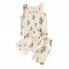 2pcs Kids Summer Casual Cotton Suit Fashion Printing Sleeveless Tank Tops Shorts Two-piece Set For Boys Girls DH1145A 6Y 2XL