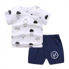 2pcs Kids Summer Suit Cute Cartoon Printing Short Sleeves T-shirt Shorts Breathable Set For Boys Girls thunderstorm 0-1Y 73CM