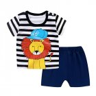 2pcs Kids Summer Suit Cute Cartoon Printing Short Sleeves T-shirt Shorts Breathable Set For Boys Girls hat lion 1-2Y 80cm