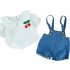 2pcs Kids Summer Suit Cute Floral Printing Short Sleeves T shirt Shortalls Two piece Set For 1 3 Years Old Girls Denim Blue CM 73