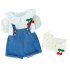 2pcs Kids Summer Suit Cute Floral Printing Short Sleeves T shirt Shortalls Two piece Set For 1 3 Years Old Girls beige CM 90