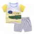 2pcs Kids Summer Suit Cute Cartoon Printing Short Sleeves T shirt Shorts Breathable Set For Boys Girls blue lion 2 3Y 90cm