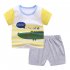 2pcs Kids Summer Suit Cute Cartoon Printing Short Sleeves T shirt Shorts Breathable Set For Boys Girls yellow plane 2 3Y 90cm