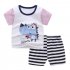 2pcs Kids Summer Suit Cute Cartoon Printing Short Sleeves T shirt Shorts Breathable Set For Boys Girls wine red 3 4Y 100cm