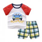 2pcs Kids Summer Suit Cute Cartoon Printing Short Sleeves T-shirt Shorts Breathable Set For Boys Girls cars 5-6Y 110cm