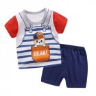 2pcs Kids Summer Suit Cute Cartoon Printing Short Sleeves T-shirt Shorts Breathable Set For Boys Girls bear 5-6Y 110cm