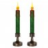 2pcs Led Electronic Candle Light Flameless Night Light Ornament with Base for Christmas Decoration Gold and Red