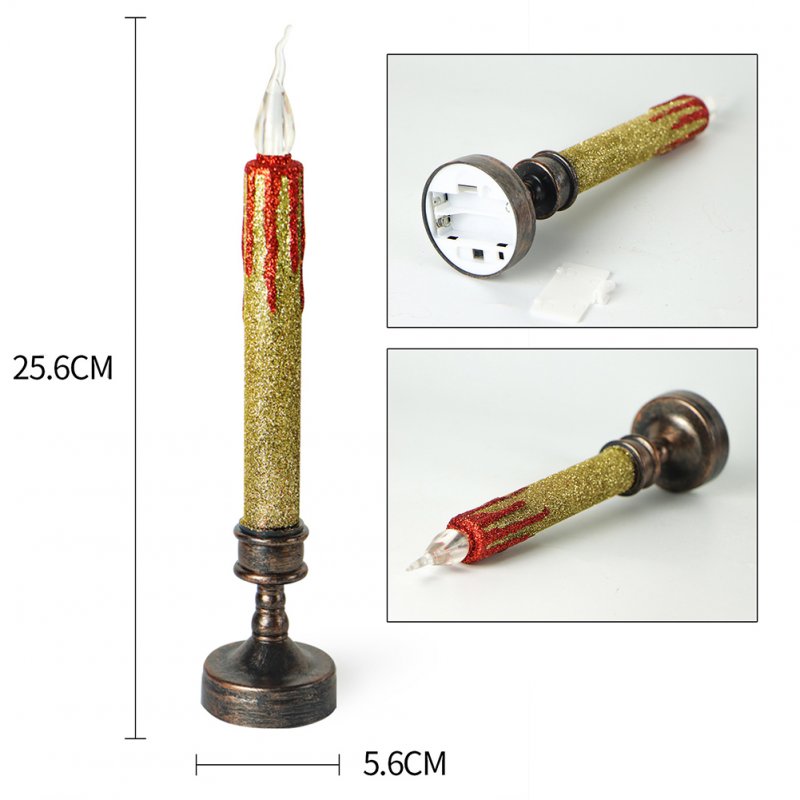 2pcs Led Electronic Candle Light Flameless Night Light Ornament with Base