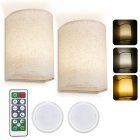 2pcs Led Wall Lamp With Remote Control 3 Color Temperature Rechargeable Wireless Design Bedroom Bedside Lamp