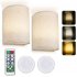 2pcs Led Wall Lamp With Remote Control 3 Color Temperature Rechargeable Wireless Design Bedroom Bedside Lamp For Bedrooms Living Rooms Dual color battery