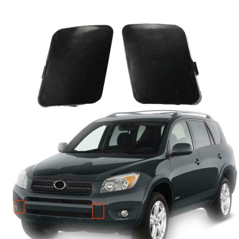 2pcs Left And Right Bumper Tow Hook Cover Cap For RAV4 OE: 53285-42930 53285-42931 Black