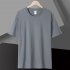 2pcs Men Short Sleeves Sports T shirt Fashion Simple Solid Color Round Neck Casual Loose Pullover Tops White 3XL