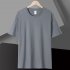 2pcs Men Short Sleeves Sports T shirt Fashion Simple Solid Color Round Neck Casual Loose Pullover Tops black XL