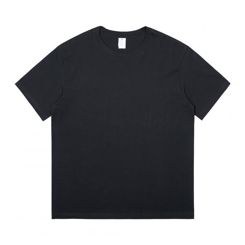 2pcs Men Short Sleeves Sports T-shirt Fashion Simple Solid Color Round Neck Casual Loose Pullover Tops black 3XL