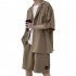 2pcs Men Summer Short Sleeves Shirt Suit Simple Solid Color Casual Lapel Cardigan Tops Loose Shorts 752 Khaki XL