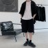 2pcs Men Summer Short Sleeves Shirt Suit Simple Solid Color Casual Lapel Cardigan Tops Loose Shorts 752 Khaki XL