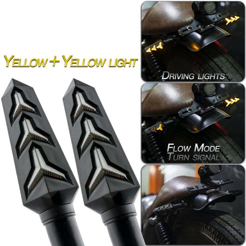 2pcs Motorcycle Accessories Modified Universal Flow Mode Led 2-color Turn Signal Flow mode/yellow+yellow light