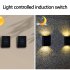 2pcs Outdoor Solar Wall Lights 2 Colors IP65 Waterproof Energy Saving Automatic Sensor Modern Style Solar Fence Lights White light