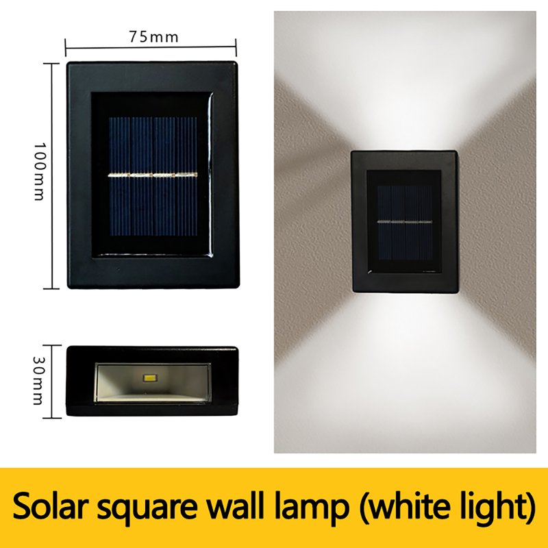 2pcs Outdoor Solar Wall Lights 2 Colors IP65 Waterproof Energy Saving Automatic Sensor Modern Style Solar Fence Lights