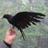 2pcs Realistic Crows Birds Ornaments Handmade Extra Large Black Feathered Crow For Halloween Decorations stand   spread wings