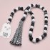 2pcs Rustic Farmhouse Wooden Bead Garland With Tassel Ghost Spider Web Tag For Halloween Shelf Tiered Tray Wall Decor as shown in the picture