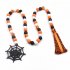 2pcs Rustic Farmhouse Wooden Bead Garland With Tassel Ghost Spider Web Tag For Halloween Shelf Tiered Tray Wall Decor as shown in the picture