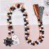 2pcs Rustic Farmhouse Wooden Bead Garland With Tassel Ghost Spider Web Tag For Halloween Shelf Tiered Tray Wall Decor as shown in the picture
